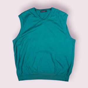 Paul Frederick Mens Silk, Cotton, Cashmere Green Blend Sweater Vest Size L